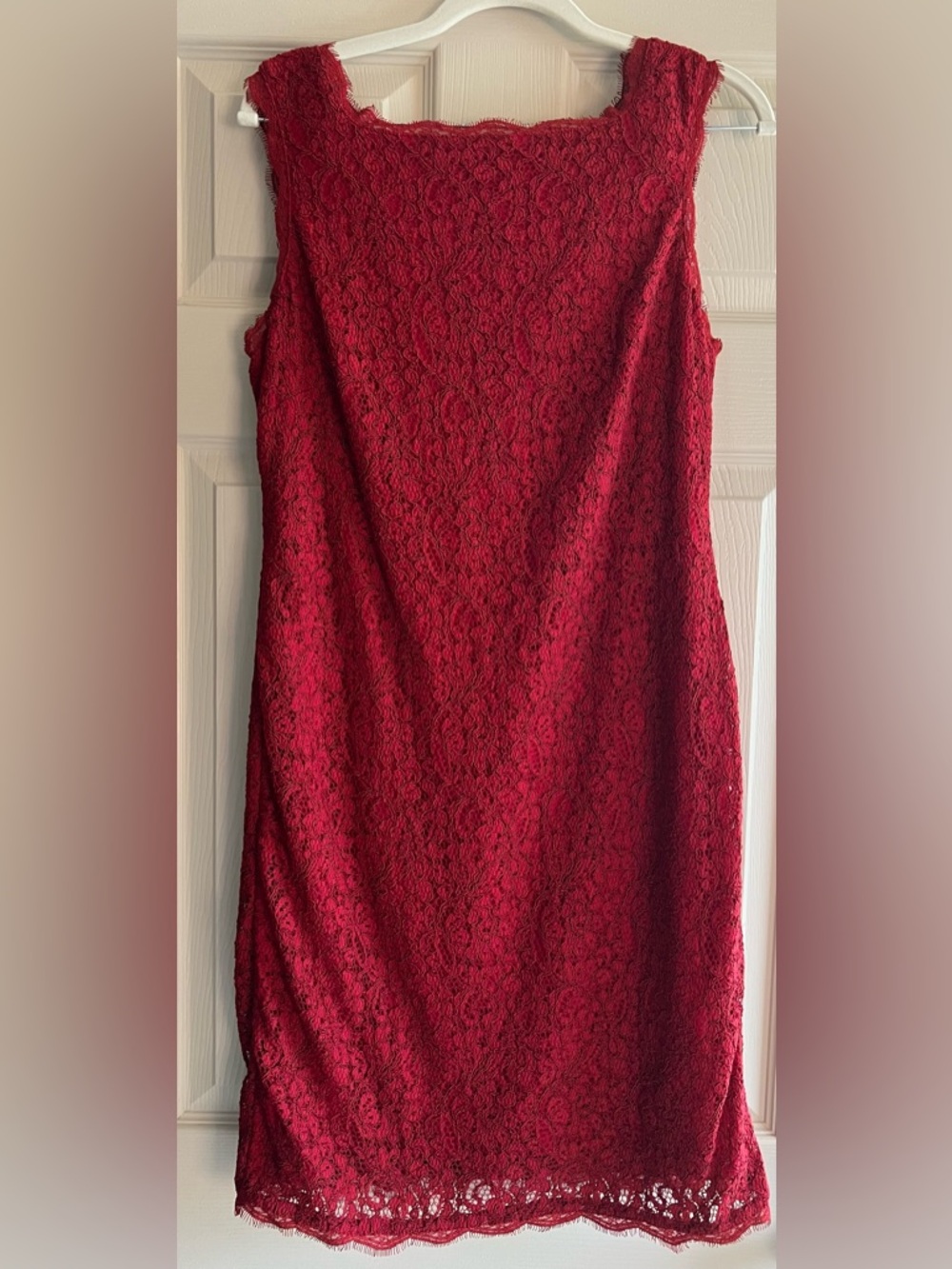 Adrianna Papell Red Lace Sheath Dress